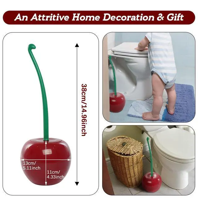 Alt view image 5 of 7 - Cherry Toilet Brush with Holder Bowl&Long Handle, Bathroom Cleaning