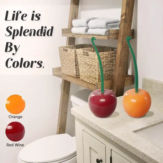 Alt view image 7 of 7 - Cherry Toilet Brush with Holder Bowl&Long Handle, Bathroom Cleaning