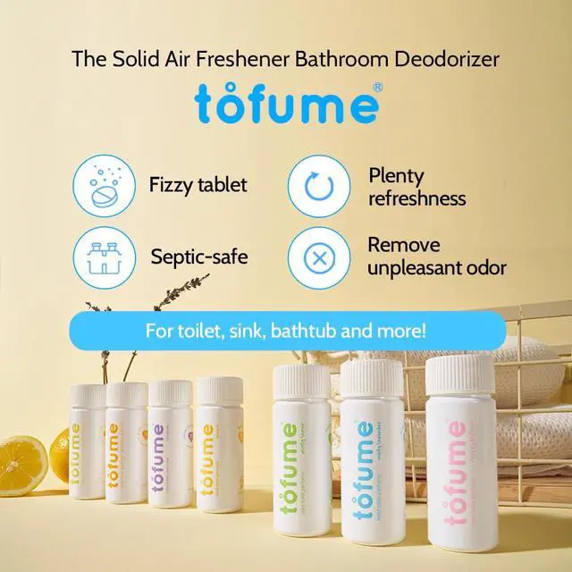 Alt view image 3 of 7 - - Effervescent Bathroom Air Freshener - Lemon Eucalyptus - Toilet Deodorizer, Bathroom Odor Eliminator, Toilet Freshener, Flushable Air Freshener Toilet Tablets, 1 Pack (30 Tablets)