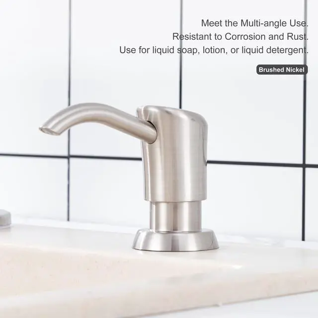 Alt view image 4 of 7 - Dish Soap Dispenser for Kitchen Sink, 17 oz Bottle, Brushed Nickel