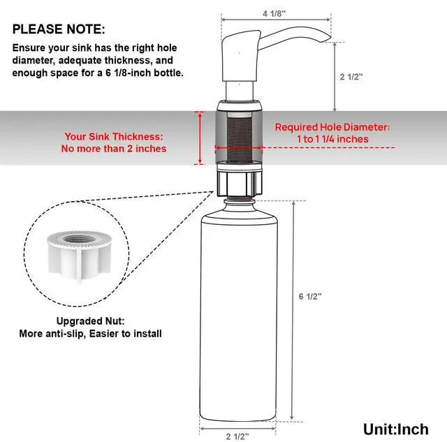 Alt view image 2 of 7 - Dish Soap Dispenser for Kitchen Sink, 17 oz Bottle, Brushed Nickel