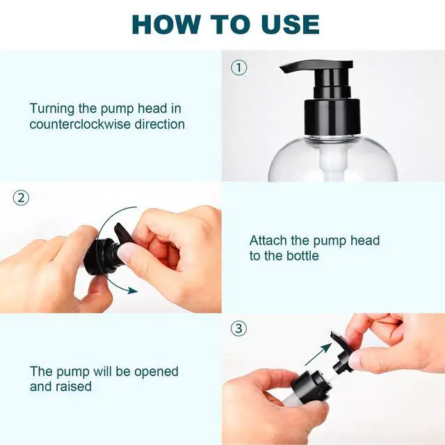 Alt view image 3 of 6 - Plastic Pump Bottles Dispenser 2 Pack 10oz Clear Refillable Pump Bottle
