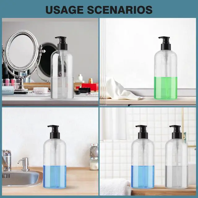 Alt view image 5 of 6 - Plastic Pump Bottles Dispenser 2 Pack 10oz Clear Refillable Pump Bottle