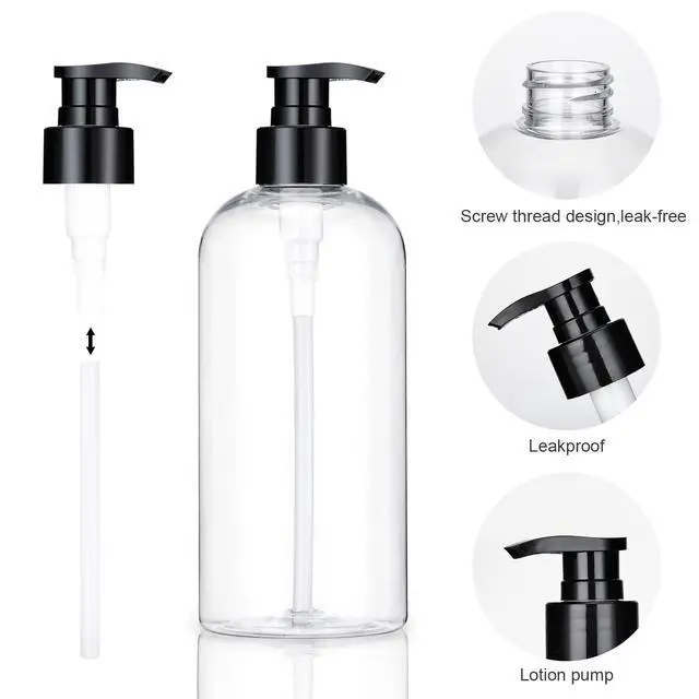 Alt view image 4 of 6 - Plastic Pump Bottles Dispenser 2 Pack 10oz Clear Refillable Pump Bottle