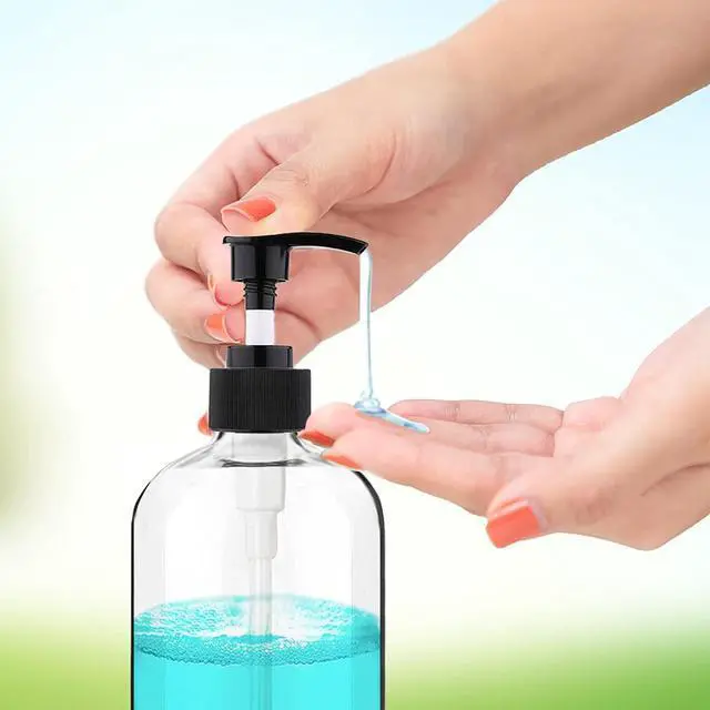 Alt view image 2 of 7 - Empty Plastic Pump Bottles Dispenser 4 Pack 16oz/500ml Portable Clear BPA-Free Cylinder Shampoo Lotion Hand Pump Bottle Durable Refillable Containers
