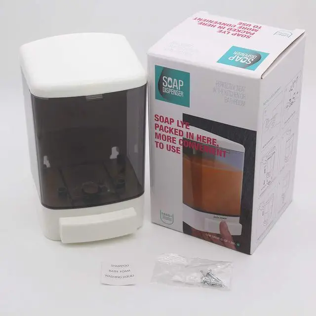 Alt view image 7 of 7 - Manual Soap Dispenser Kitchen Bathroom Wall Mounted Commercial Soap Dispenser for Liquid Containers Shampoo Gel Chamber Plastic - (33.8 oz) 1000ml
