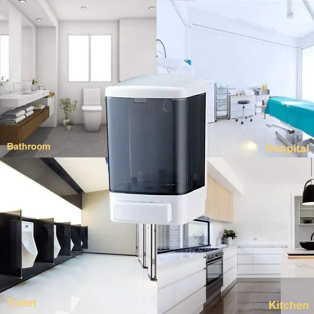 Alt view image 5 of 7 - Manual Soap Dispenser Kitchen Bathroom Wall Mounted Commercial Soap Dispenser for Liquid Containers Shampoo Gel Chamber Plastic - (33.8 oz) 1000ml