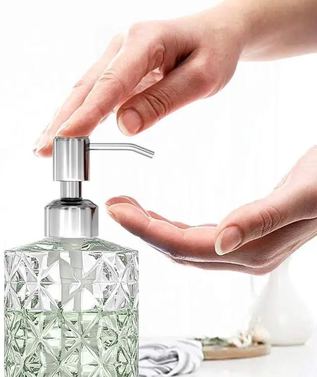 Alt view image 3 of 7 - Soap Dispenser, 2 Pack, 12 Oz, Clear Diamond Design Glass