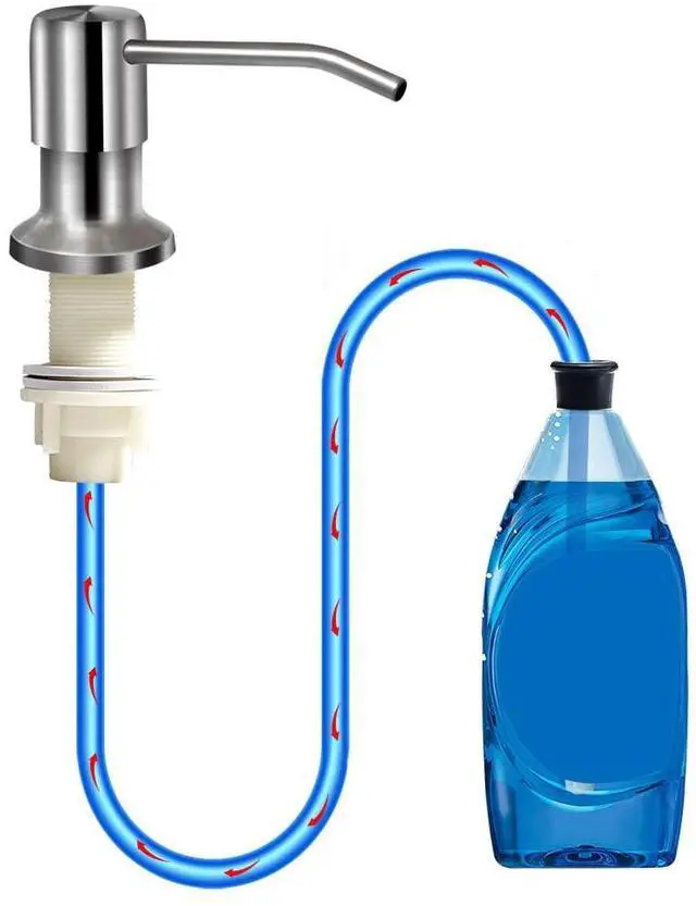 Main image of Soap Dispenser for Kitchen Sink, Brushed Nickel Countertop Soap Dispenser Pump, 47" Silicone Extension Tube Connect to The Soap Bottle Directly, Say Goodbye to Frequent Refills (Brushed Nickel)
