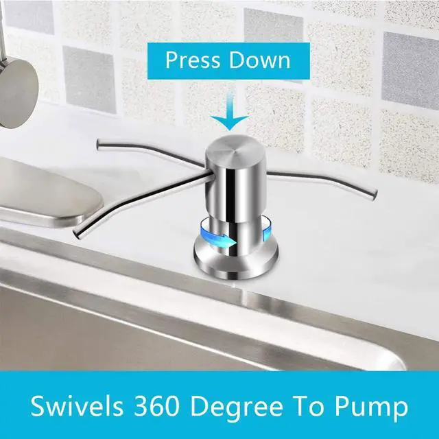 Alt view image 3 of 6 - Soap Dispenser for Kitchen Sink, Brushed Nickel Countertop Soap Dispenser Pump, 47" Silicone Extension Tube Connect to The Soap Bottle Directly, Say Goodbye to Frequent Refills (Brushed Nickel)