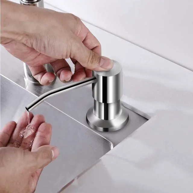 Alt view image 6 of 6 - Soap Dispenser for Kitchen Sink, Brushed Nickel Countertop Soap Dispenser Pump, 47" Silicone Extension Tube Connect to The Soap Bottle Directly, Say Goodbye to Frequent Refills (Brushed Nickel)
