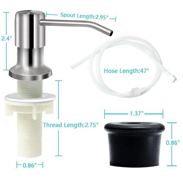 Alt view image 4 of 6 - Soap Dispenser for Kitchen Sink, Brushed Nickel Countertop Soap Dispenser Pump, 47" Silicone Extension Tube Connect to The Soap Bottle Directly, Say Goodbye to Frequent Refills (Brushed Nickel)