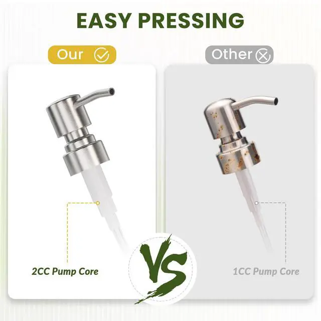 Alt view image 3 of 7 - Soap Dispenser, 2 Pack Glass Soap Dispenser with Pump Stainless Steel, 17 Oz Hand Soap Bottles Bathroom Kitchen, Clear