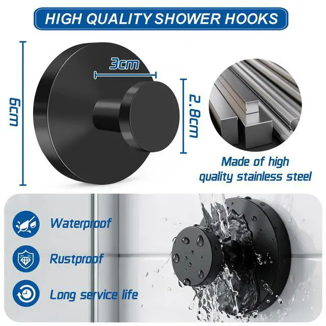 Alt view image 2 of 7 - Suction Cup Hooks for Shower, No-Drill Towel & Robe Hooks