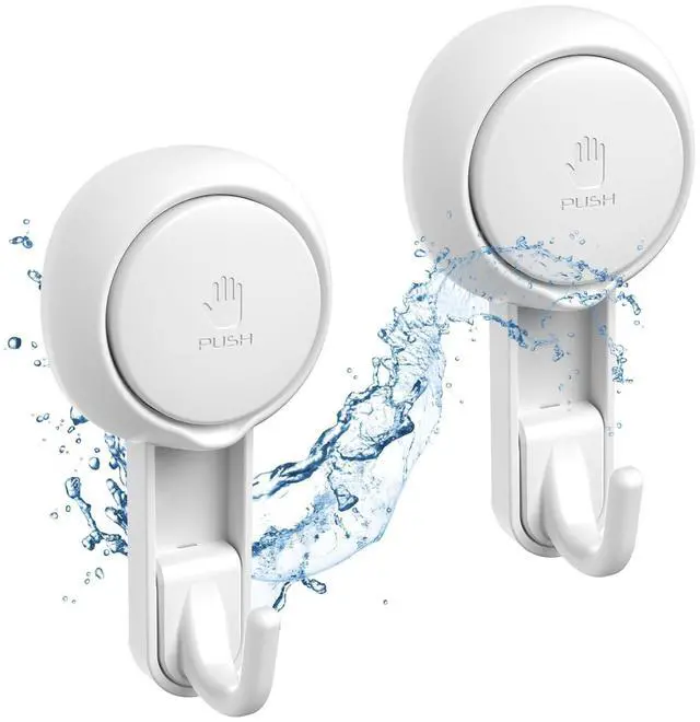 Main image of Shower Hooks for Inside Shower Reusable Waterproof Utility Suction Cups Hooks - 2 Pack Heavy Duty Vacuum Hook Home Kitchen Bathroom Wall Holder Hanger for Towel Loofah Cloth Key & Ceiling
