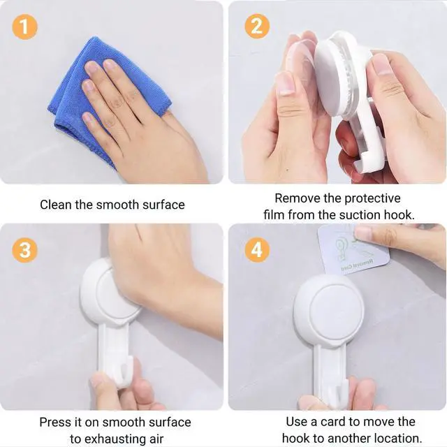 Alt view image 4 of 7 - Shower Hooks for Inside Shower Reusable Waterproof Utility Suction Cups Hooks - 2 Pack Heavy Duty Vacuum Hook Home Kitchen Bathroom Wall Holder Hanger for Towel Loofah Cloth Key & Ceiling