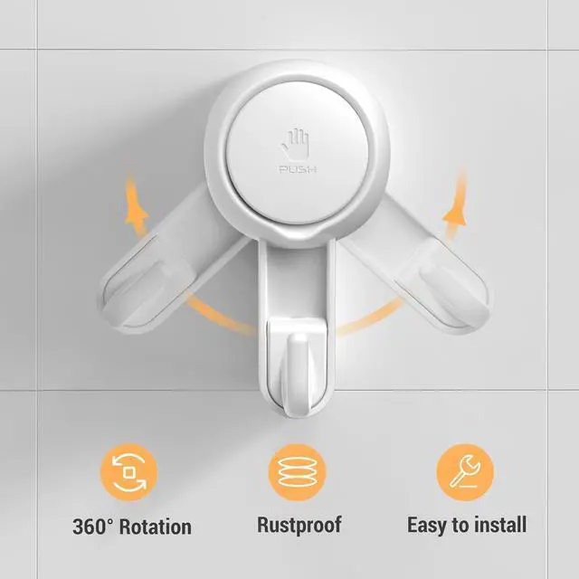 Alt view image 5 of 7 - Shower Hooks for Inside Shower Reusable Waterproof Utility Suction Cups Hooks - 2 Pack Heavy Duty Vacuum Hook Home Kitchen Bathroom Wall Holder Hanger for Towel Loofah Cloth Key & Ceiling