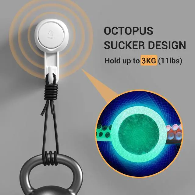 Alt view image 2 of 7 - Shower Hooks for Inside Shower Reusable Waterproof Utility Suction Cups Hooks - 2 Pack Heavy Duty Vacuum Hook Home Kitchen Bathroom Wall Holder Hanger for Towel Loofah Cloth Key & Ceiling