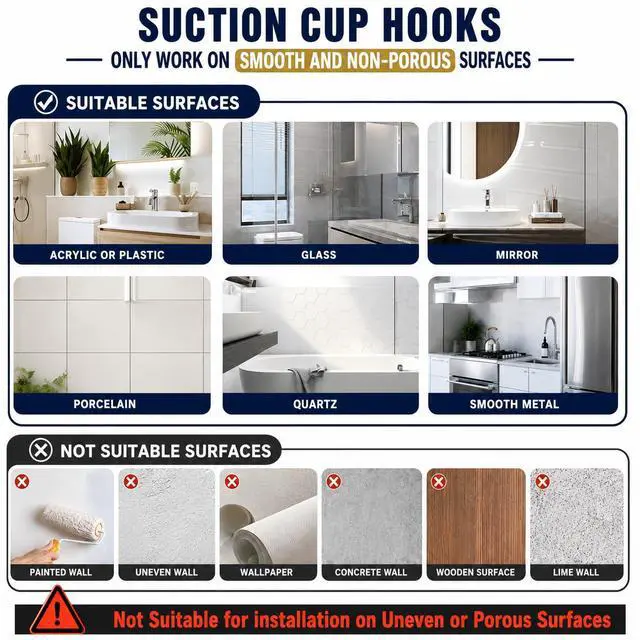 Alt view image 4 of 7 - Suction Cup Hooks for Shower,Removable Shower Towel Suction Hooks for Bathroom Wall,Kitchen,Glass,Mirror,Tile to Hang Robes,Loofah-Silver(2-Pack)