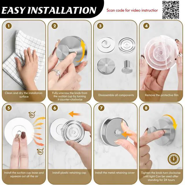 Alt view image 6 of 7 - Suction Cup Hooks for Shower,Removable Shower Towel Suction Hooks for Bathroom Wall,Kitchen,Glass,Mirror,Tile to Hang Robes,Loofah-Silver(2-Pack)