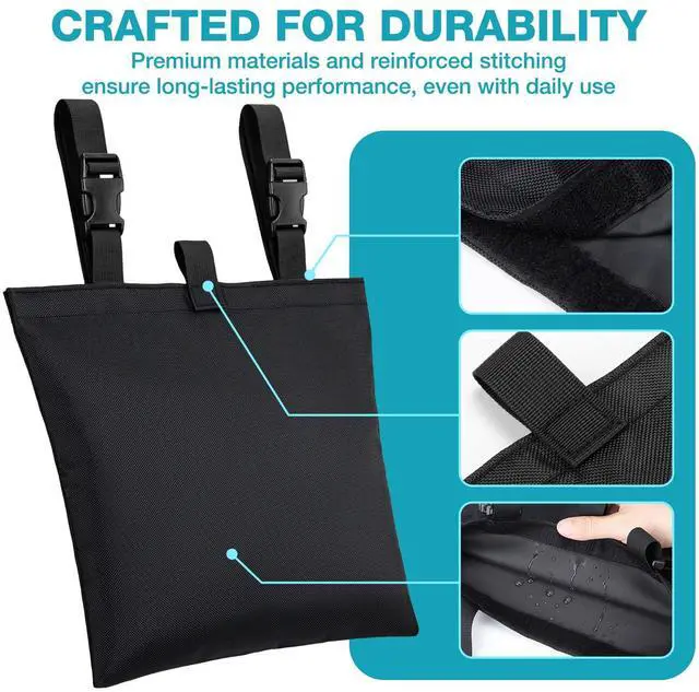 Alt view image 4 of 7 - 2PCS Drainage Bag Holder for Wheelchair w/Hook & Loop Closure, Waterproof