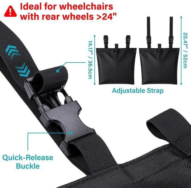 Alt view image 5 of 7 - 2PCS Drainage Bag Holder for Wheelchair w/Hook & Loop Closure, Waterproof