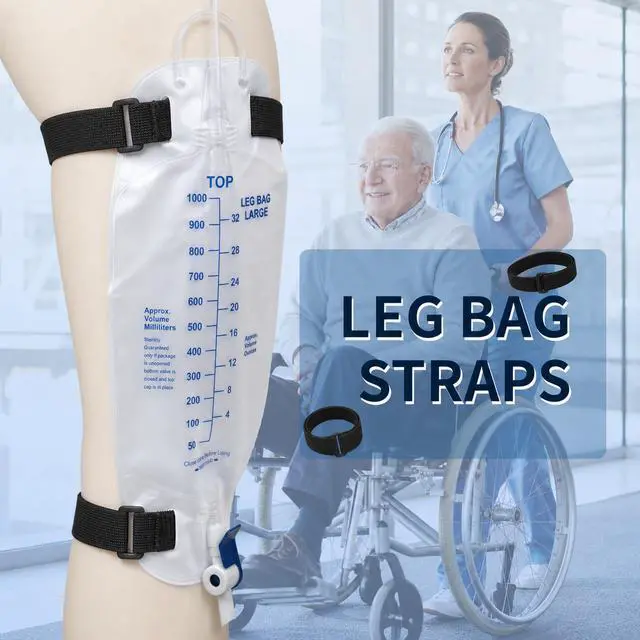 Alt view image 5 of 5 - 4 Packs Leg Bag Straps(Black), Buckle-Type Hook and Loop Strap,Urine Drainage Bag Strap Catheter Leg Bag Straps with Soft Elastic Fabric Comfortable Silicone Grips for Men Women