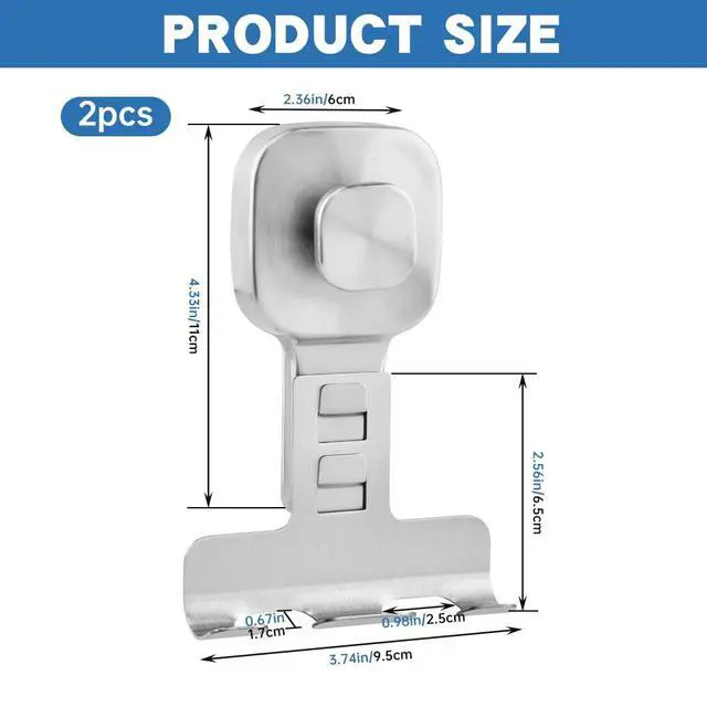 Alt view image 2 of 7 - Suction Cup Razor Holder for Shower Wall 2 Pack Heavy-Duty 15lbs Suction Hooks for Razor, Towel, Phone, Loofah Removable Damage-Free Metal Shower Hook, Shaver Holder