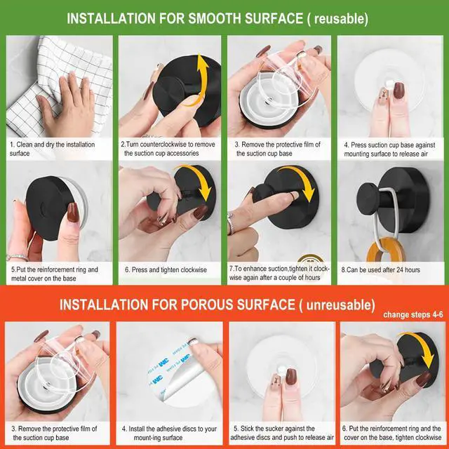 Alt view image 5 of 7 - Suction Cup Hooks for Shower, Nickel Wreath Hangers for Front Door Glass Window Bathroom Kitchen Wall, Removable Towel Holder Bath Robe Loofah Coat Hooks No Damage for Hanging, 2 Pack