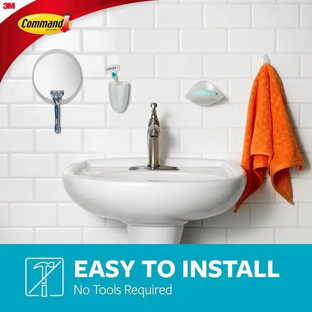 Alt view image 5 of 7 - Bath Razor Holder, Clear Frosted, 1-Holder, 1- Water-Resistant Strip, Organize Damage-Free