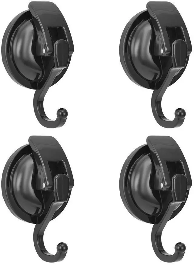 Main image of Wreath Cup Hook, No Hole Punched, Black-Plated Polished Super Suction Hanger for Kitchen, Bathroom and Restroom, 4 Pack