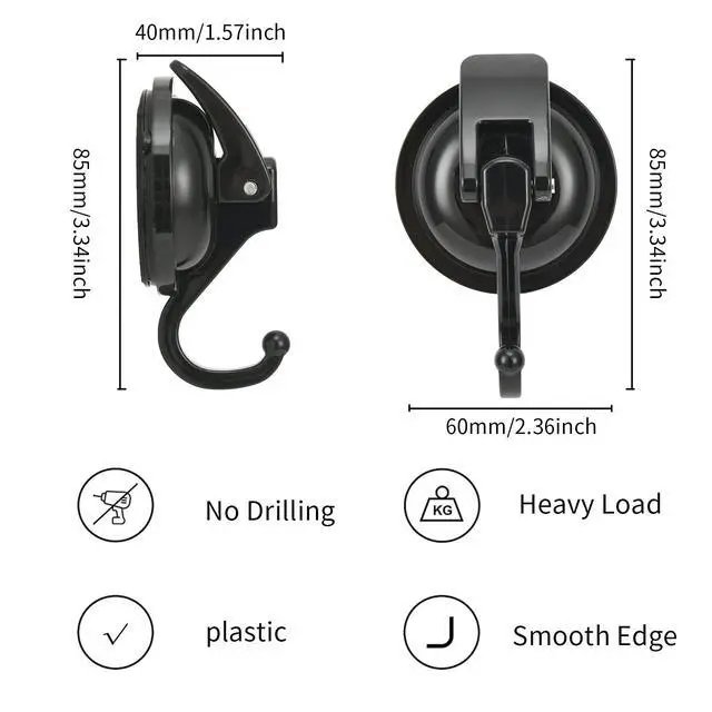 Alt view image 4 of 7 - Wreath Cup Hook, No Hole Punched, Black-Plated Polished Super Suction Hanger for Kitchen, Bathroom and Restroom, 4 Pack