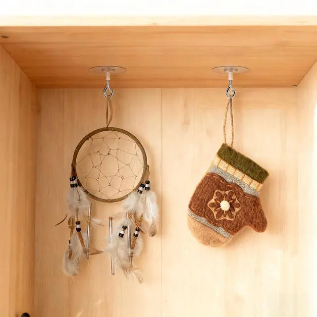 Alt view image 7 of 7 - 20 Pack No Hole Adhesive Ceiling Hooks, No Drill Plant Hangers Sticky Eye Hooks with Safety Locks for Hanging Plants, Lights, Lantern, Wind Chimes, Christmas Ornaments