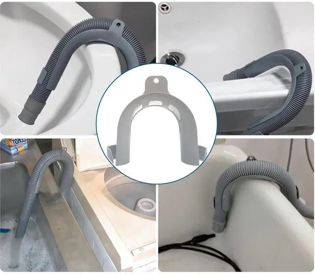 Alt view image 5 of 5 - 3pcs U Shaped Drain Hose Hook, Gray, Plastic, HolderHook, Replacement Dishwasher Hoses, Washing Machine Drain Hose Holder