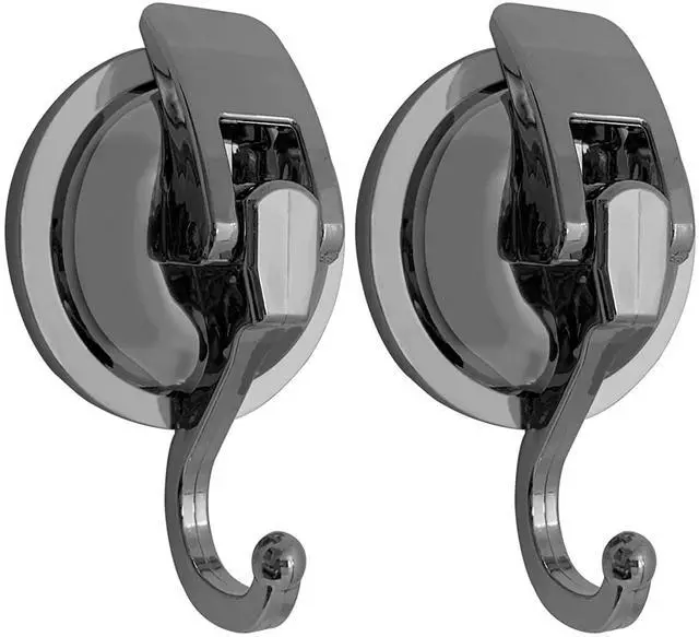 Main image of Heavy Duty Suction Cup Hooks for Shower, Bathroom Robe - Reusable, No Hole Punched, for Garland Decoration (Silver Grey, 2 Pack), XPG-TSX1