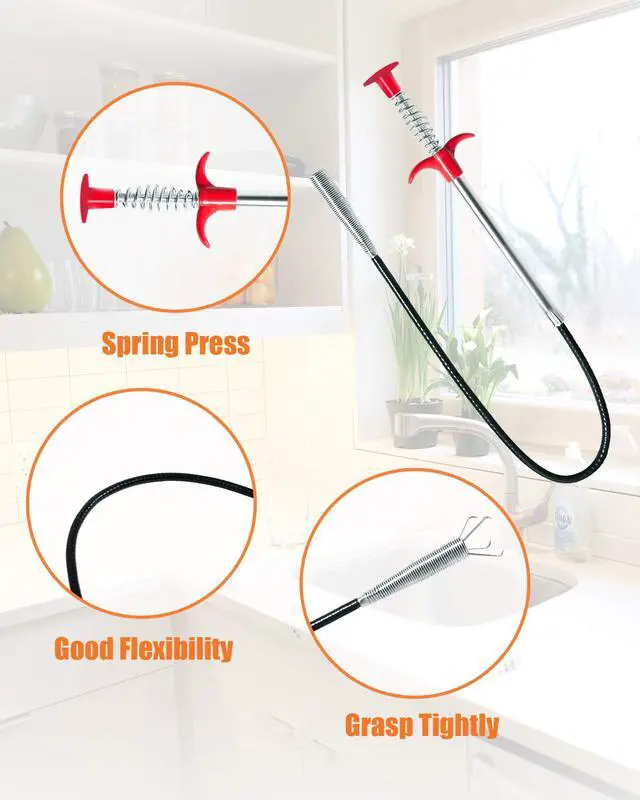 Alt view image 6 of 7 - Hair Drain Clog Remover Tool 6 × 25-Inch Sink Snake + 1 × 24-Inch Drain Cleaner Tool, Plumbing Snake for Shower, Toilet, Kitchen Sink & Tub 7-Piece Hair Removal Tool Set