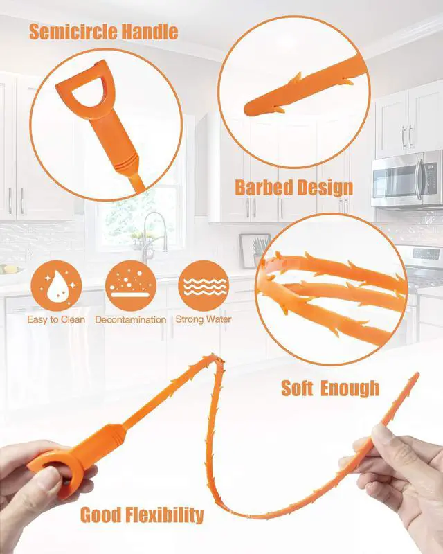 Alt view image 4 of 7 - Hair Drain Clog Remover Tool 6 × 25-Inch Sink Snake + 1 × 24-Inch Drain Cleaner Tool, Plumbing Snake for Shower, Toilet, Kitchen Sink & Tub 7-Piece Hair Removal Tool Set