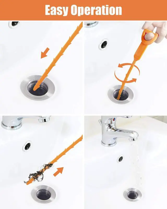 Alt view image 3 of 7 - Hair Drain Clog Remover Tool 6 × 25-Inch Sink Snake + 1 × 24-Inch Drain Cleaner Tool, Plumbing Snake for Shower, Toilet, Kitchen Sink & Tub 7-Piece Hair Removal Tool Set