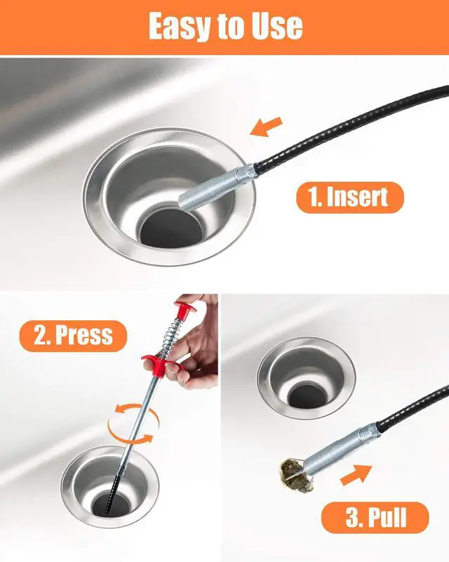 Alt view image 5 of 7 - Hair Drain Clog Remover Tool 6 × 25-Inch Sink Snake + 1 × 24-Inch Drain Cleaner Tool, Plumbing Snake for Shower, Toilet, Kitchen Sink & Tub 7-Piece Hair Removal Tool Set