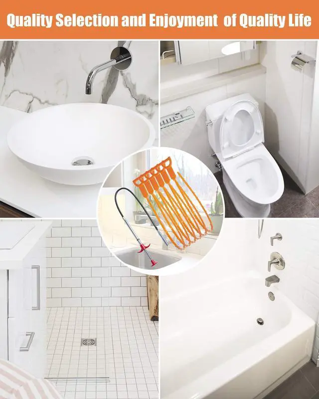 Alt view image 7 of 7 - Hair Drain Clog Remover Tool 6 × 25-Inch Sink Snake + 1 × 24-Inch Drain Cleaner Tool, Plumbing Snake for Shower, Toilet, Kitchen Sink & Tub 7-Piece Hair Removal Tool Set