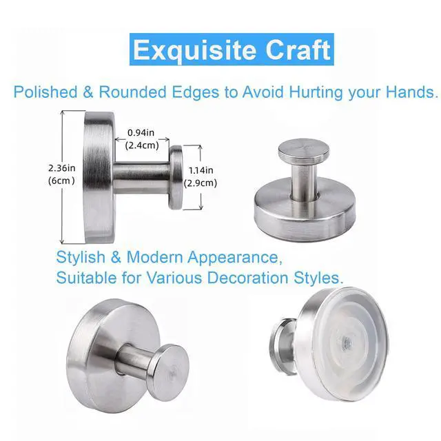 Alt view image 7 of 7 - Suction Cup Shower Hooks, Towel Hooks for Bathroom Kitchen Door Wall Glass Window Mirror Tile, Bath Robe Looafh Hook, Waterproof,Reusable & Removable, No Drill,Stainless Steel Hooks