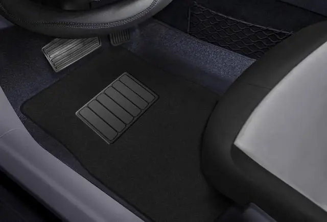 Alt view image 2 of 7 - Premium Vehicle Mats 4-Piece with Vinyl Heel Pad, Black Carpet Driver Passenger and Rear Floor Mats