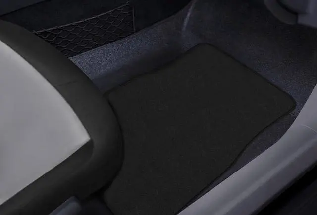 Alt view image 3 of 7 - Premium Vehicle Mats 4-Piece with Vinyl Heel Pad, Black Carpet Driver Passenger and Rear Floor Mats