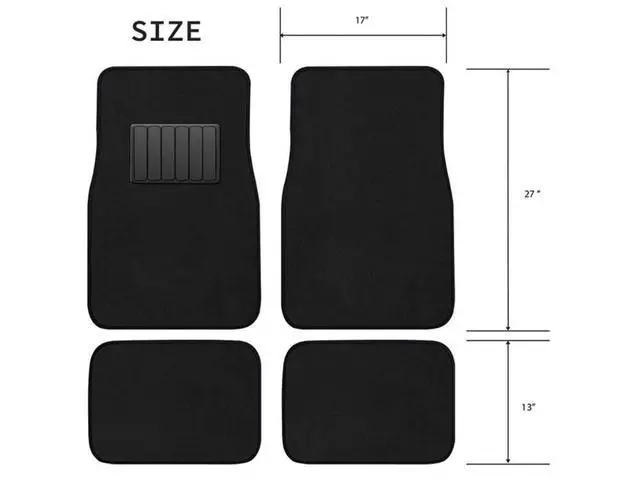 Alt view image 4 of 7 - Premium Vehicle Mats 4-Piece with Vinyl Heel Pad, Black Carpet Driver Passenger and Rear Floor Mats