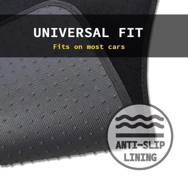 Alt view image 5 of 7 - Premium Vehicle Mats 4-Piece with Vinyl Heel Pad, Black Carpet Driver Passenger and Rear Floor Mats
