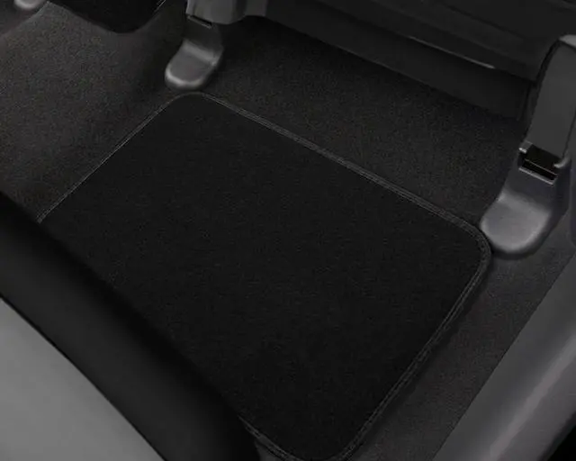 Alt view image 6 of 7 - Premium Vehicle Mats 4-Piece with Vinyl Heel Pad, Black Carpet Driver Passenger and Rear Floor Mats