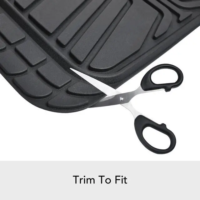 Alt view image 2 of 6 - 2-Piece Premium All-Season Anti-Slip Rubber Floor Mats for Cars, SUVs and Trucks, Universal Trim to Fit, Black
