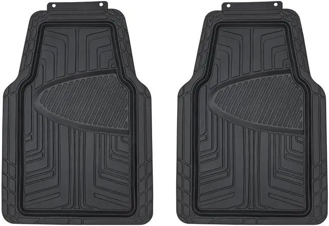 Main image of 2-Piece Premium All-Season Anti-Slip Rubber Floor Mats for Cars, SUVs and Trucks, Universal Trim to Fit, Black