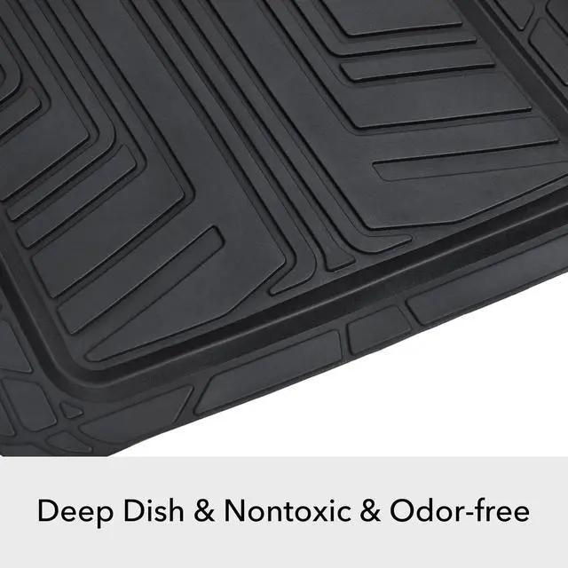 Alt view image 3 of 6 - 2-Piece Premium All-Season Anti-Slip Rubber Floor Mats for Cars, SUVs and Trucks, Universal Trim to Fit, Black