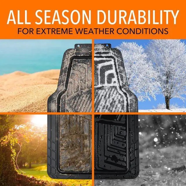 Alt view image 6 of 6 - 2-Piece Premium All-Season Anti-Slip Rubber Floor Mats for Cars, SUVs and Trucks, Universal Trim to Fit, Black